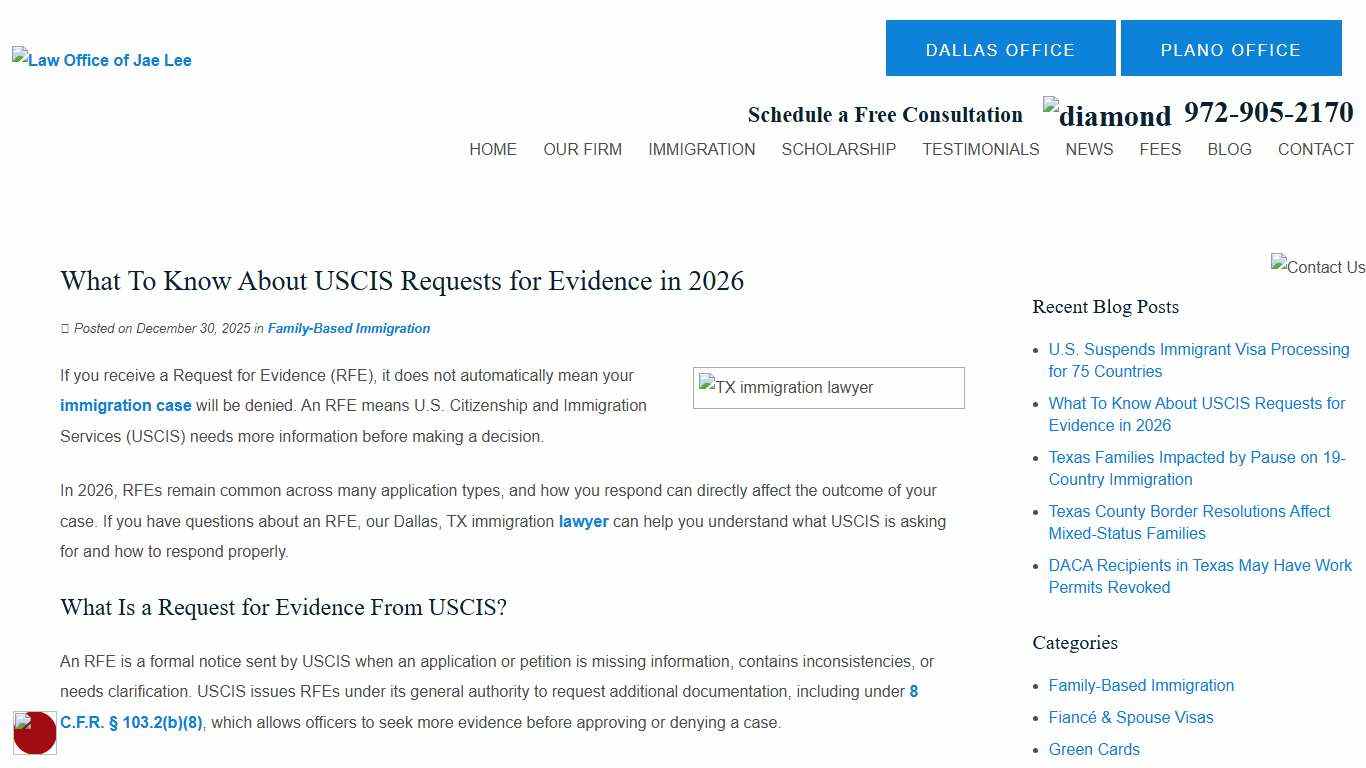 What To Know About USCIS Requests for Evidence in 2026 TX