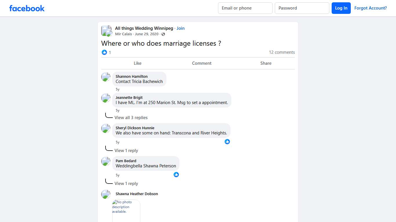 All things Wedding Winnipeg Where or who does marriage licenses Facebook